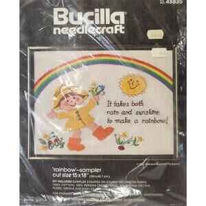 Bucilla Needlecraft Stamped Kit‎ Rainbow Boy in Rain Boots